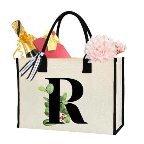 XLXLbb Initial Canvas Cotton Tote Bag Premium Quality Personalized Gift Monogram Waterproof Reusable Storage Bag Canvas Recycle Bag Mother's Day Gift,teacher Gift. Christmas Present, Travel Handbag'
