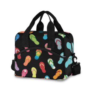 glaphy colorful flip flops lunch bag insulated lunch box food container meal prep cooler handbag for school office outdoor picnic