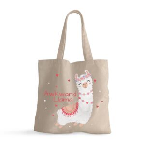 adorable llama small tote bag - awkward llama shopping bag - nordic print tote bag