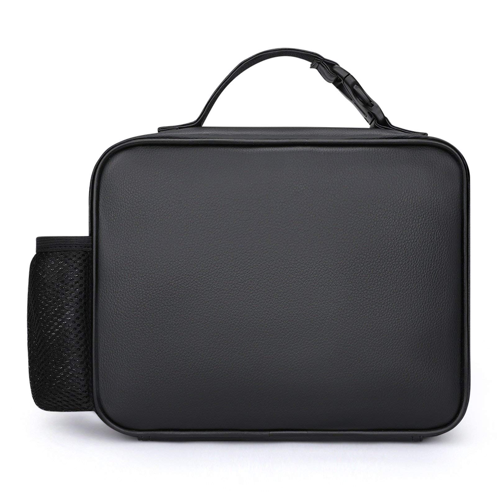 Road Traffic Sign Reusable Lunch Tote Bag Leather Thermal Box with Detachable Handle and Padded Liner for Office Picnic