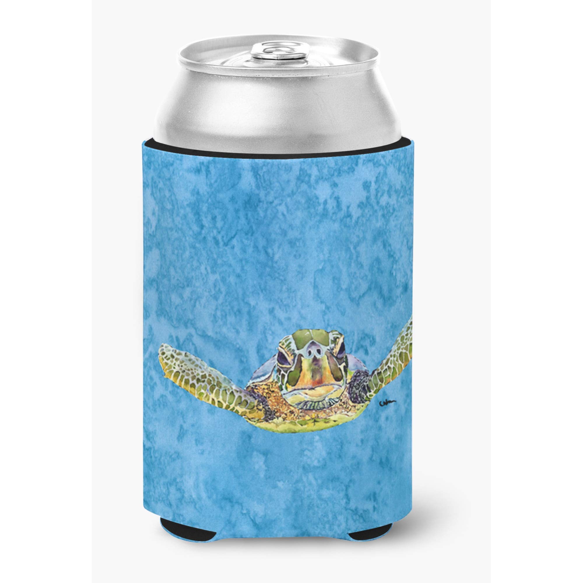 Caroline's Treasures 8653CC Turtle Can or Bottle Hugger Cooler Washable Drink Sleeve Collapsible Beverage Insulated Holder, Can Hugger, Multicolor