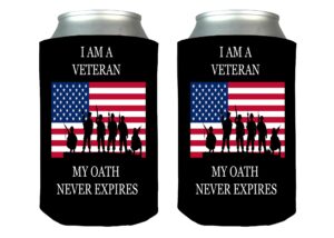 military veteran oath collapsible beer can bottle beverage cooler sleeves 2 pack gift set