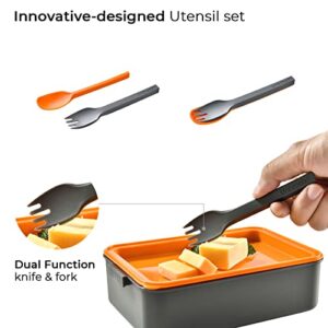 linoroso 2 PCS Stackable Bento Box Adult Lunch Box | Meet All You On-the-Go Needs for Food, Salad and Snack Box, Premium Bento Lunch Box for Adults Include Utensil Set, Dressing Containers