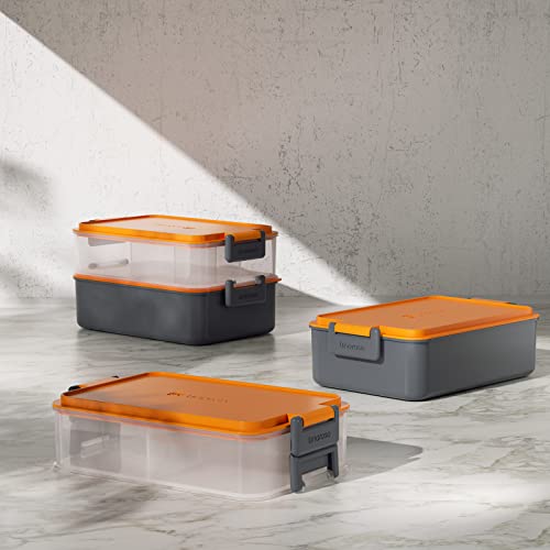 linoroso 2 PCS Stackable Bento Box Adult Lunch Box | Meet All You On-the-Go Needs for Food, Salad and Snack Box, Premium Bento Lunch Box for Adults Include Utensil Set, Dressing Containers