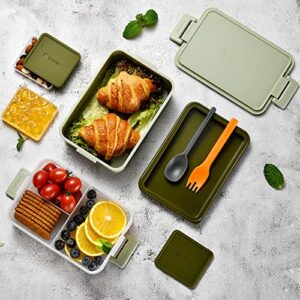 linoroso 2 PCS Stackable Bento Box Adult Lunch Box | Meet All You On-the-Go Needs for Food, Salad and Snack Box, Premium Bento Lunch Box for Adults Include Utensil Set, Dressing Containers