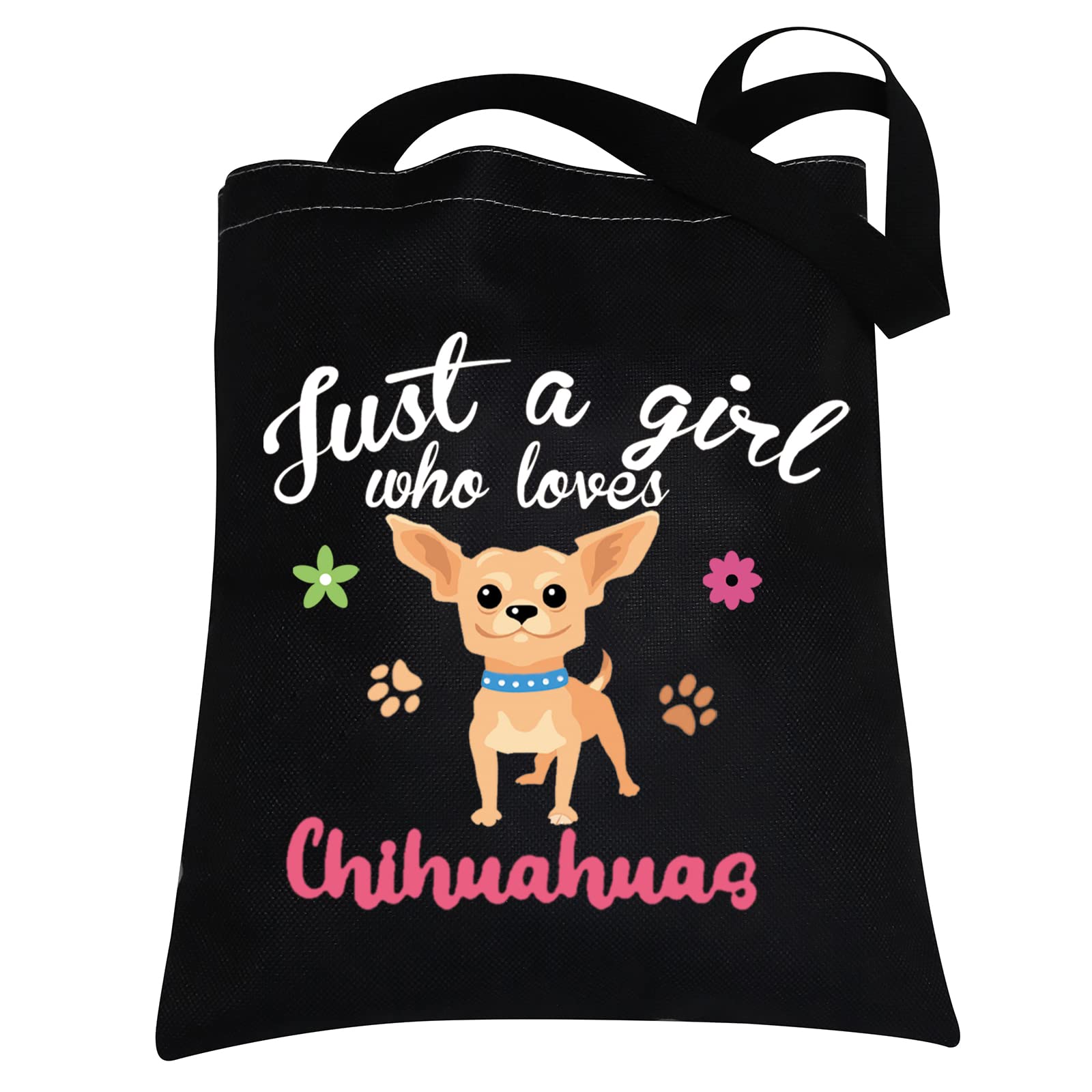 CMNIM Chihuahua Gifts Chihuahua Lover Gifts Just a Girl Who Loves Chihuahuas Canvas Tote Bag Reusable Bag (Chihuahua Tote Bag)