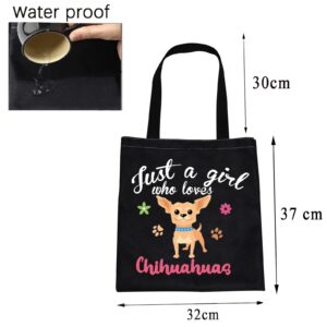 CMNIM Chihuahua Gifts Chihuahua Lover Gifts Just a Girl Who Loves Chihuahuas Canvas Tote Bag Reusable Bag (Chihuahua Tote Bag)