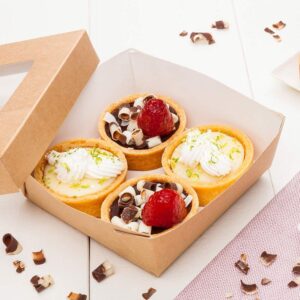 Restaurantware Cafe Vision 13 Ounce Dessert Boxes With Window 200 Sturdy Baking Boxes - Detachable Lid Greaseproof Kraft Paper Strawberry Gift Boxes For Desserts And Snacks