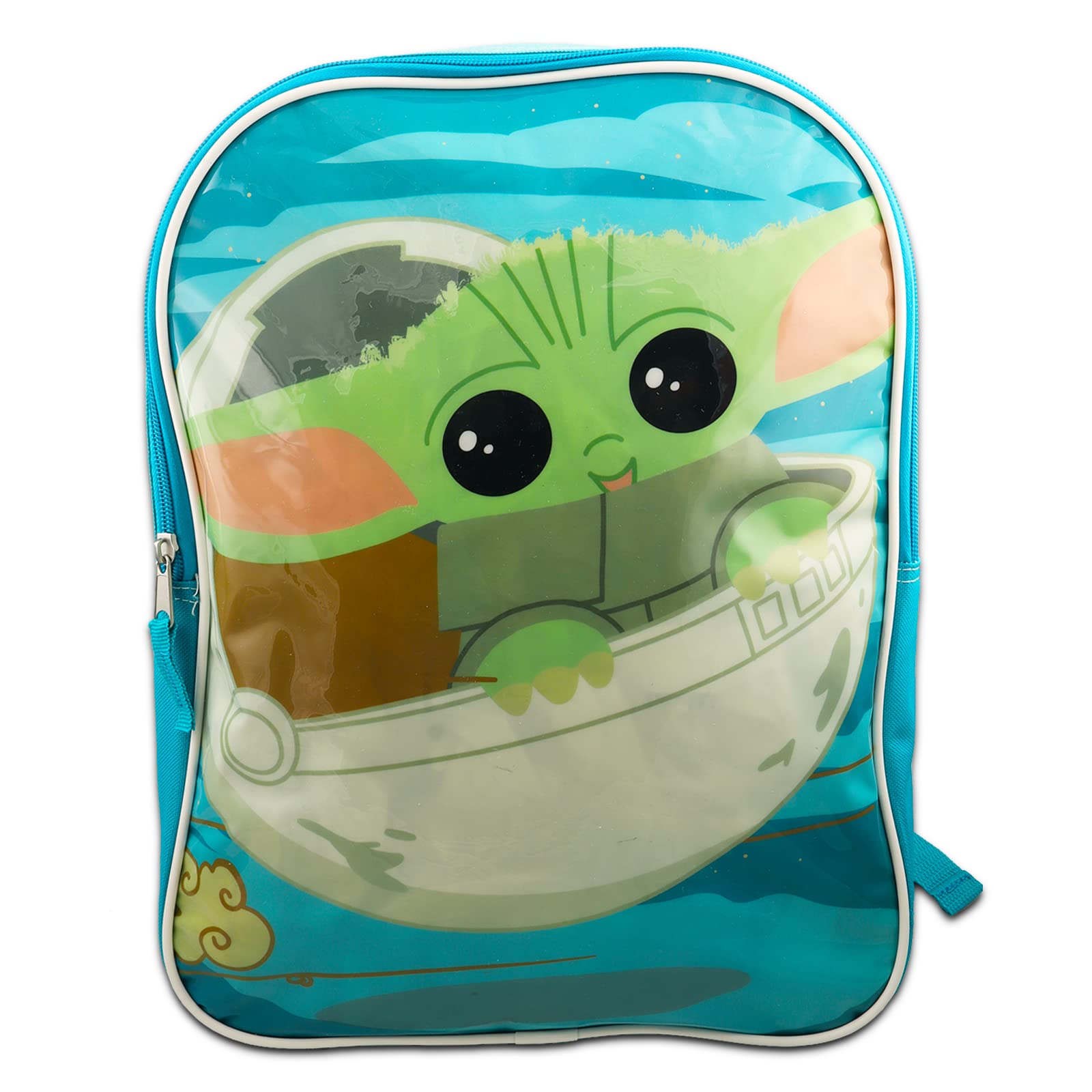 Baby Yoda Backpack and Lunch Box Set - Star Wars School Supplies Bundle with Grogu Backpack and Insulated Lunch Bag Plus Mandalorian Decal, Water Bottle, and More (Mandalorian Backpack for Boys)