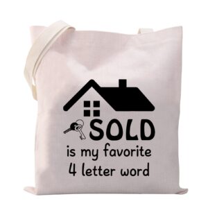 vamsii real estate agent tote bag sold is my favorite 4 letter word real estate gift bag realtor gifts for agent shoulder bag (sold is my favorite 4 letter word)