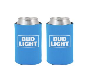 bud light 12oz beer can cooler holder kaddy coolie huggie set of 2