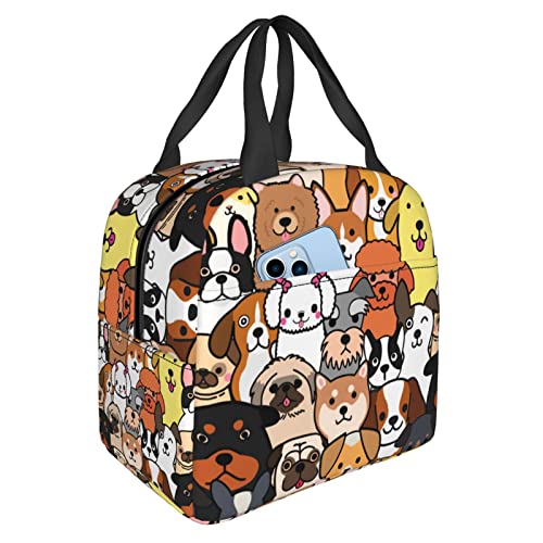 Algranben Dog Lunch Box for Kids Girls Boys Cartoon Insulated Thermal Picnic Bag Washable Reusable for School Work Office