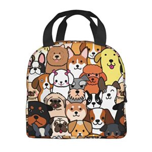 Algranben Dog Lunch Box for Kids Girls Boys Cartoon Insulated Thermal Picnic Bag Washable Reusable for School Work Office