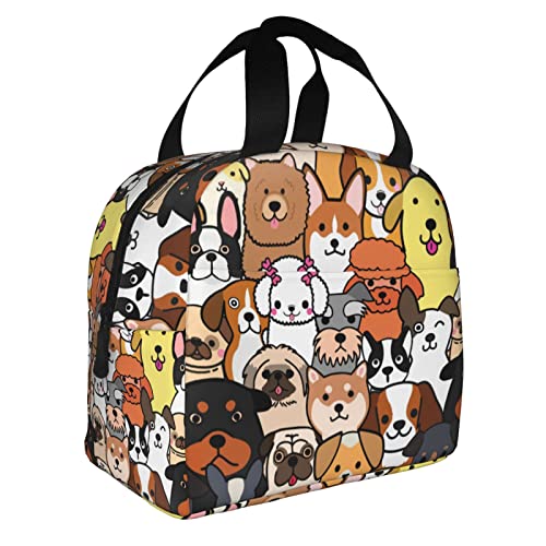 Algranben Dog Lunch Box for Kids Girls Boys Cartoon Insulated Thermal Picnic Bag Washable Reusable for School Work Office