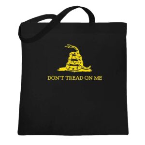 pop threads dont tread on me gadsden flag rattlesnake usa revolution black 15x15 inches large canvas tote bag