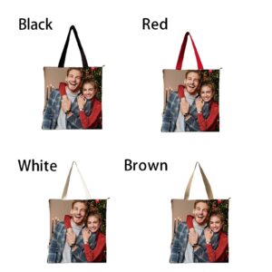 EAQ Personalized Tote Bag Custom Canvas Bag with Photo Reusable Canvas Tote Bags for Daily Use Gifts-Red-Tote Bag