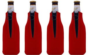 blank foam beer bottle coolie (4 pack, red)