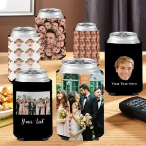 Custom Can Cooler Personalized Cup Sleeves with Photo Logo Bottles Beer Holder for Wedding Birthday Party - Custom1