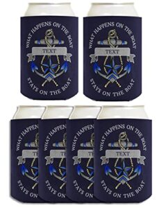 customized boating can coolies your boat name custom sailing gift boating birthday party supplies custom image coolie 6 pack can coolie drink coolers coolies navy