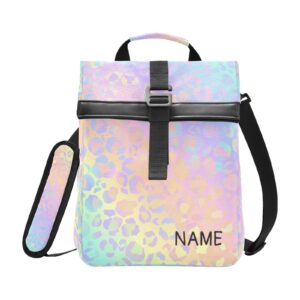 personalized lunch bag cooler bag thermal insulated men women travel school work rainbow leopard rose gold cheetah customized portable beach