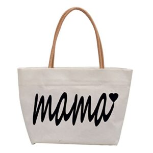 d dasawan canvas mama tote bag - reusable grocery mom bag for mother’s day gifts,mom birthday presents,shopping,travel