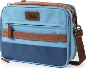 arctic zone canvas expandable horizontal lunch box with removable shoulder strap - blue