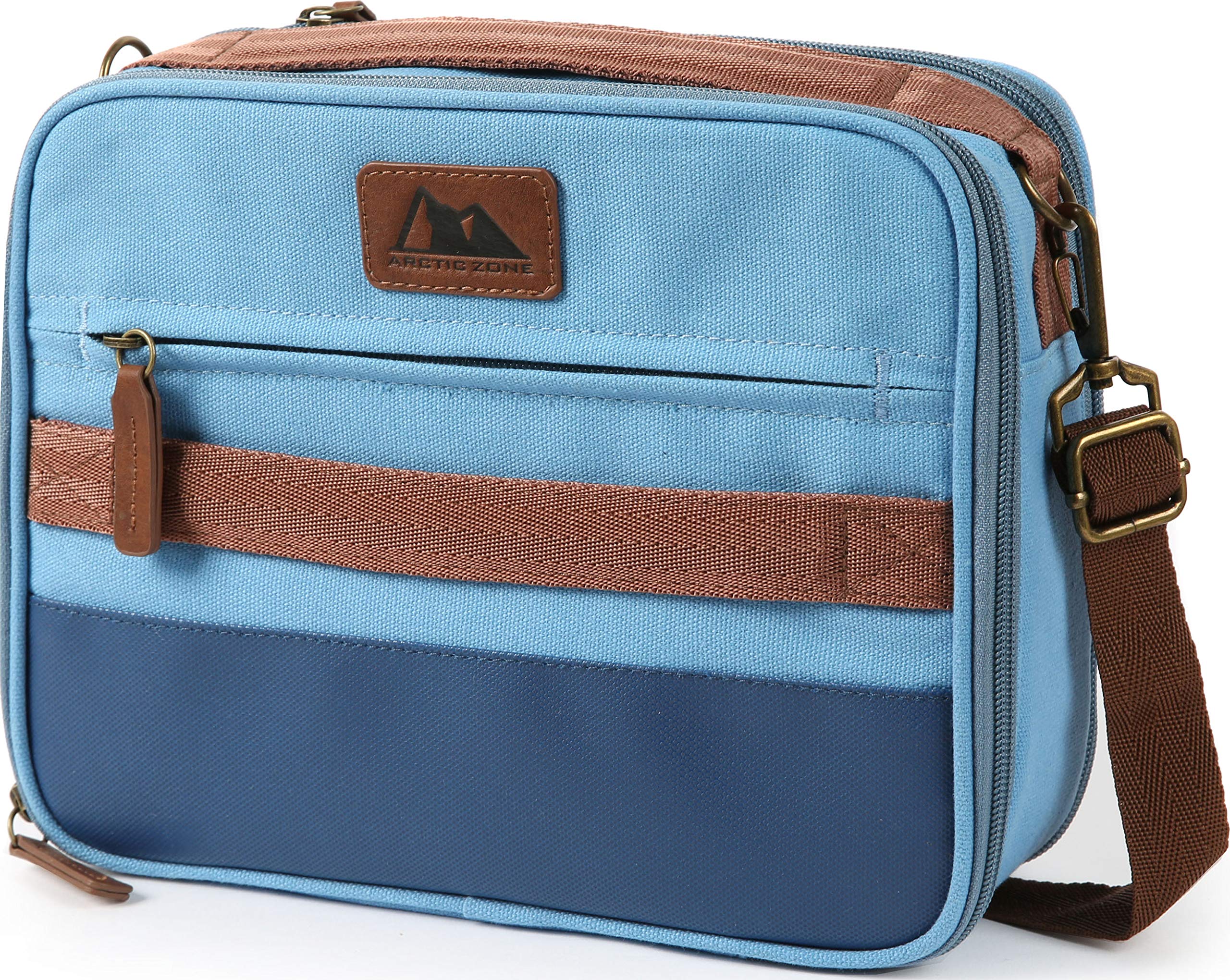 Arctic Zone Canvas Expandable Horizontal Lunch Box with Removable Shoulder Strap - Blue