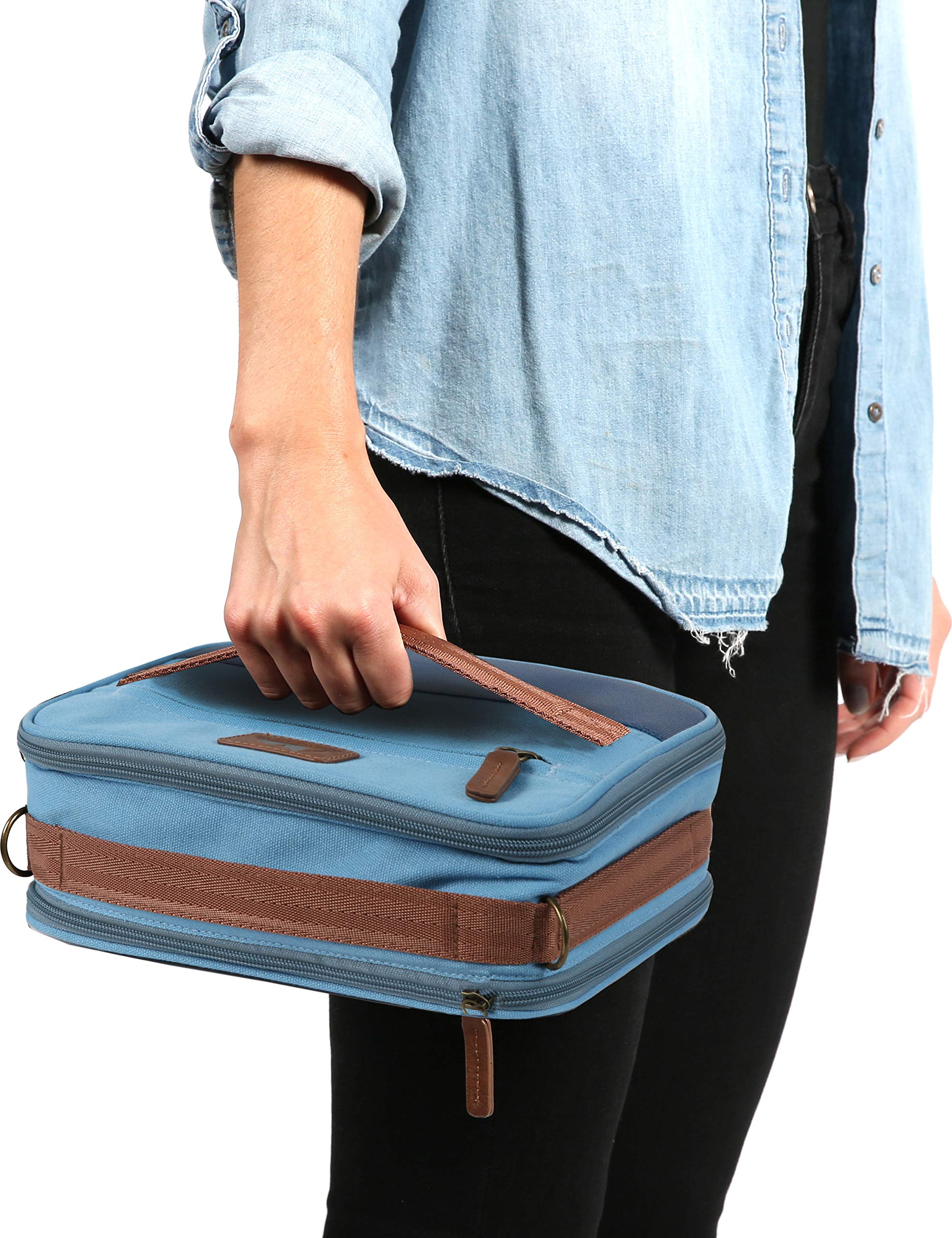 Arctic Zone Canvas Expandable Horizontal Lunch Box with Removable Shoulder Strap - Blue