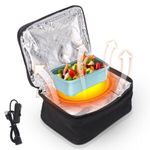 food warmer electric lunch box with wall plug,mini portable oven, mini personal heated lunch box for meals reheating & raw food cooking for road trip/camping/picnic/family gathering(black)