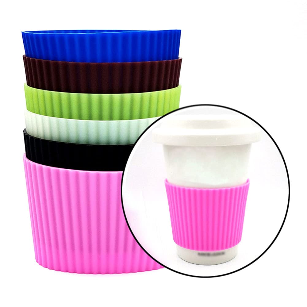 6 Pcs Coffee Cup Sleeves Silicone Glass Bottle Protector Cover Nonslip Tea Cup Mug Sleeves