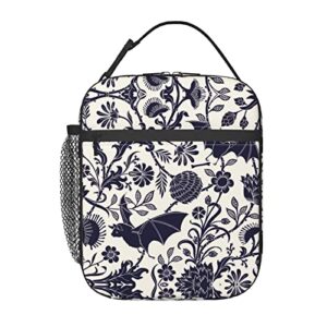 koikvs halloween bat flower insulated lunch box bag portable lunch tote for women men and kids