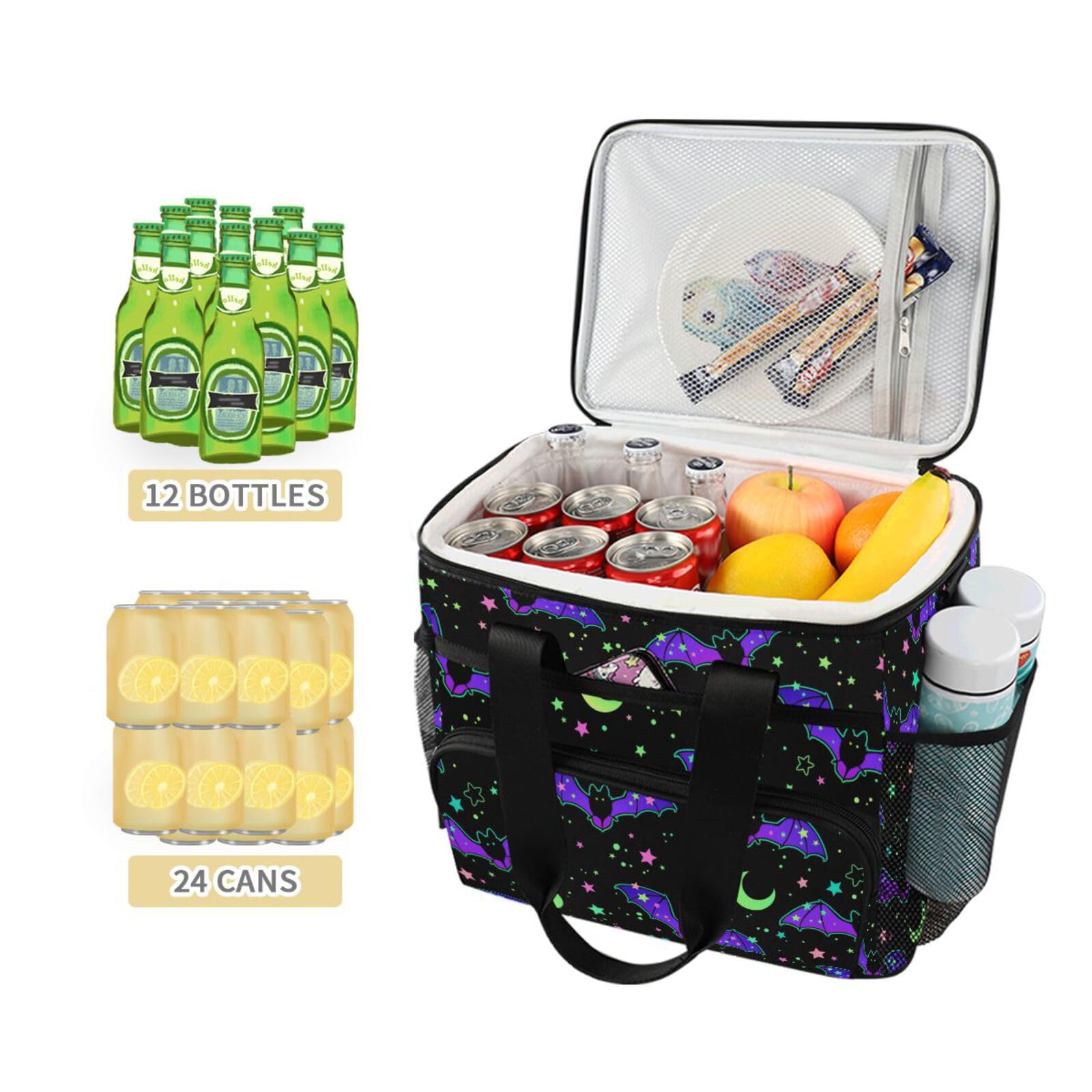 MNSRUU Cooler Bag Magic Stars Bat Cooler Bag Insulated Lunch Totes Picnic Bag Leakproof Beach Cooler Lunch Box Container