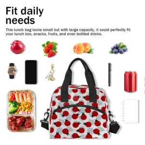 Ladybug Insulated Lunch Bag Animal Ladybird Leakproof Waterproof Reusable Meal Lunch Tote Holder Cooler Thermal Handbag with Adjustable Shoulder Strap for Women Men Adults Picnic Travel Hiking Work