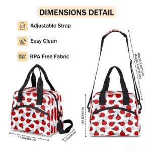 Ladybug Insulated Lunch Bag Animal Ladybird Leakproof Waterproof Reusable Meal Lunch Tote Holder Cooler Thermal Handbag with Adjustable Shoulder Strap for Women Men Adults Picnic Travel Hiking Work