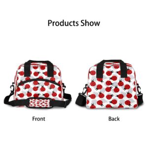 Ladybug Insulated Lunch Bag Animal Ladybird Leakproof Waterproof Reusable Meal Lunch Tote Holder Cooler Thermal Handbag with Adjustable Shoulder Strap for Women Men Adults Picnic Travel Hiking Work