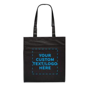 Tote Bags - Non-Woven Bag Totes - 10 pack - Customizable Text, Logo - Reusable Polypropylene Cloth Fabric - Black