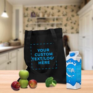 Tote Bags - Non-Woven Bag Totes - 10 pack - Customizable Text, Logo - Reusable Polypropylene Cloth Fabric - Black