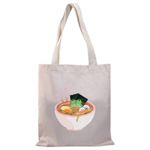 bdpwss frog tote bag crazy frog lady shoulder bag frog lover gifts for funny frog gifts shopping bag (frogs ramen noodle tg)