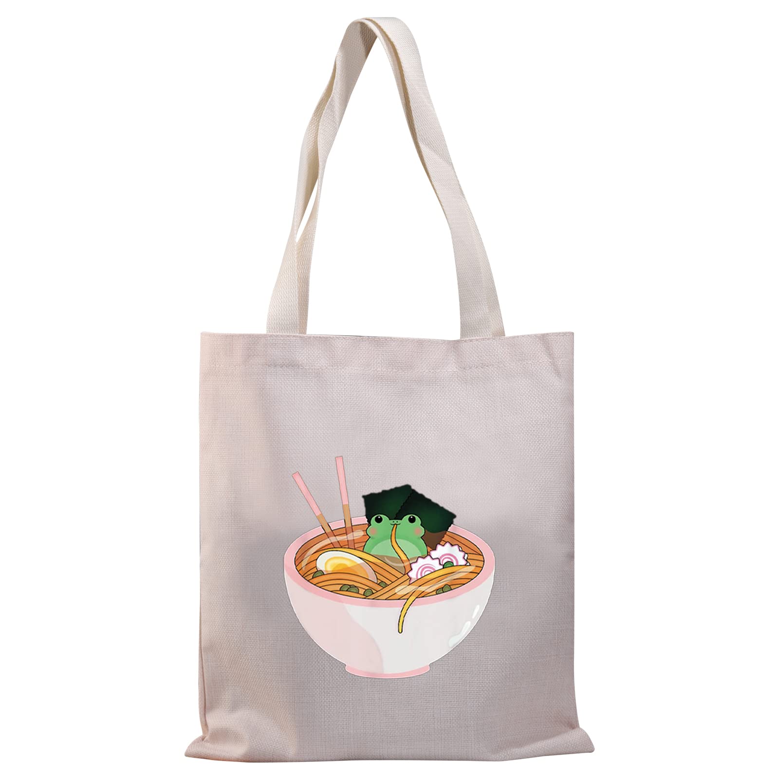 BDPWSS Frog Tote Bag Crazy Frog Lady Shoulder Bag Frog Lover Gifts For Funny Frog Gifts Shopping Bag (Frogs Ramen Noodle TG)