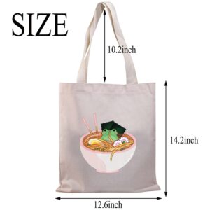 BDPWSS Frog Tote Bag Crazy Frog Lady Shoulder Bag Frog Lover Gifts For Funny Frog Gifts Shopping Bag (Frogs Ramen Noodle TG)