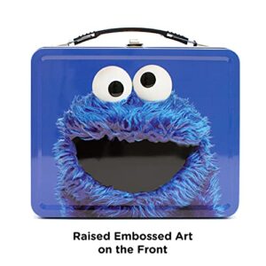 AQUARIUS Sesame Street Cookie Monster Fun Box - Sturdy Tin Storage Box with Plastic Handle & Embossed Front Cover - Officially Licensed Sesame Street Merchandise and Collectible Gift for Kids & Adults, Blue (48252)