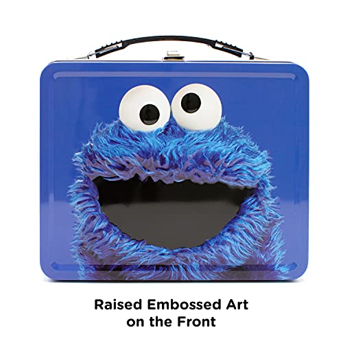 AQUARIUS Sesame Street Cookie Monster Fun Box - Sturdy Tin Storage Box with Plastic Handle & Embossed Front Cover - Officially Licensed Sesame Street Merchandise and Collectible Gift for Kids & Adults, Blue (48252)