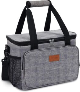 elyum lunch box, lunch bag women/men large insulated lunch bag with adjustable shoulder strap, leak proof cooler bag reusable for office picnic beach (15l, grey)