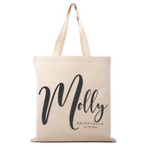 lara laser works single - bridesmaid proposal gifts - personalized tote bag for women - custom cosmetic bag for girls w/name - wedding bridal party, monogrammed cosmetic pouch - natural cotton