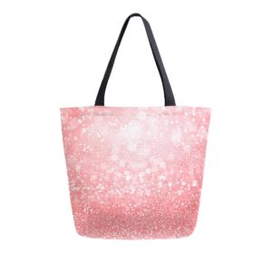 coral pink canvas tote bag reusable grocery bags tote carrying bag with handles