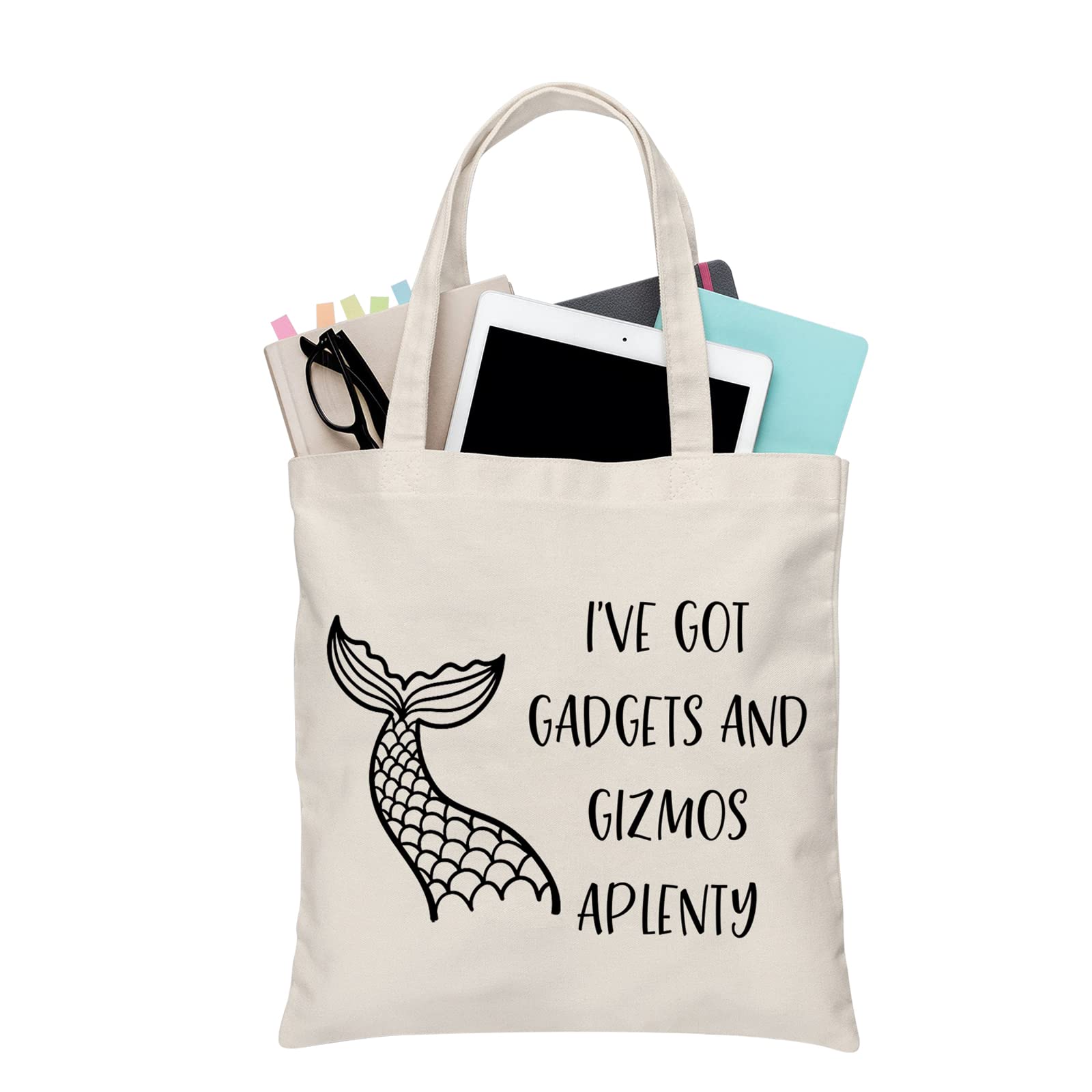 BDPWSS Mermaid Tote Bag For Women Beach Lover Gift I’ve Got Gadgets And Gizmos Aplenty Summer Vacation Gift Beach Themed Gift (Got gadgets TG)