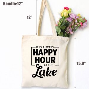 Lake House Gifts,Lake House Decor,It's Always Happy Hour at the Lake -Funny Valentines Day,Birthday Gifts Gifts for Lake Lovers,Friends,Wife,Mom,Grandma,Hostess-Shoulder Bag Shopping Bag Tote Bag Gift