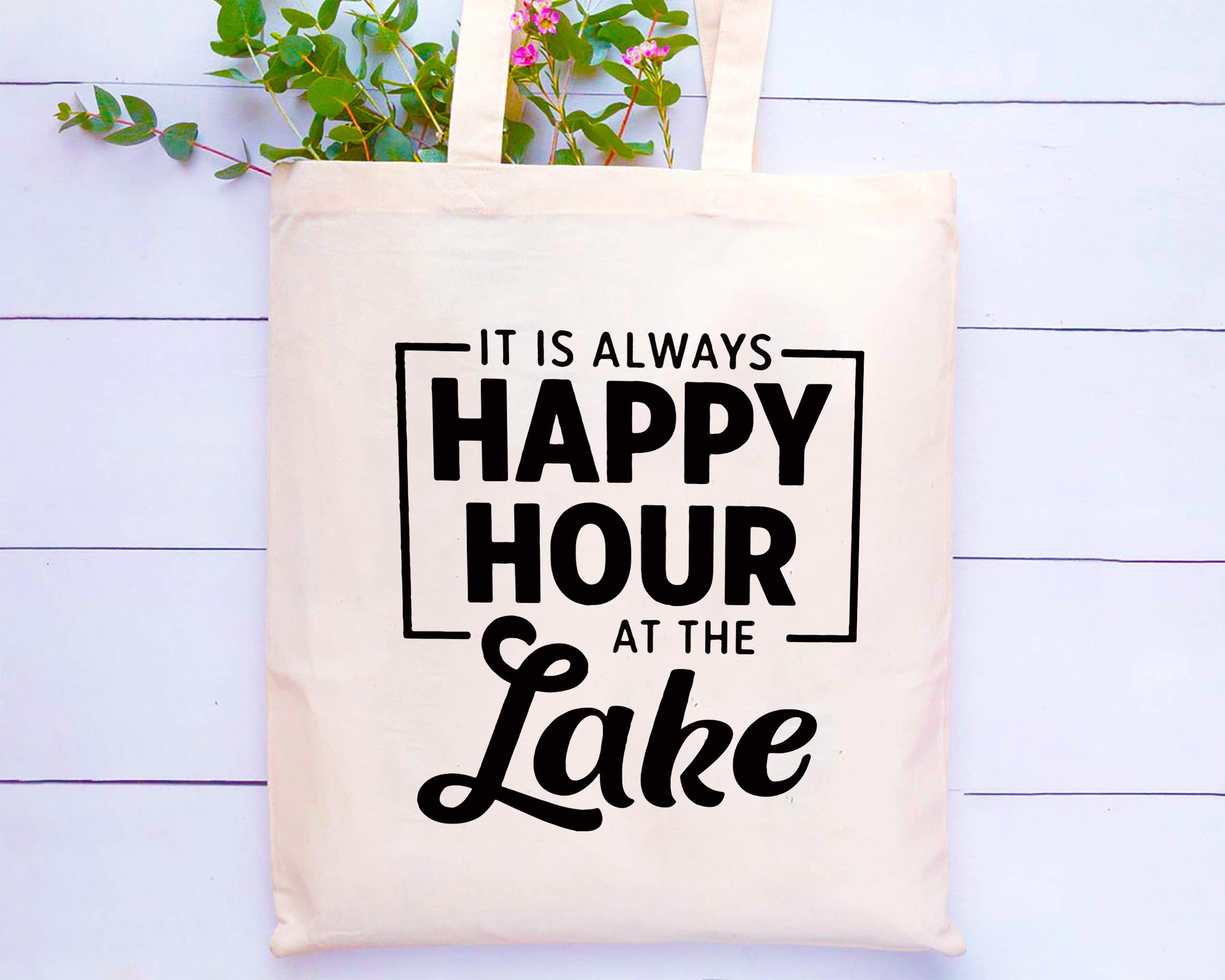 Lake House Gifts,Lake House Decor,It's Always Happy Hour at the Lake -Funny Valentines Day,Birthday Gifts Gifts for Lake Lovers,Friends,Wife,Mom,Grandma,Hostess-Shoulder Bag Shopping Bag Tote Bag Gift