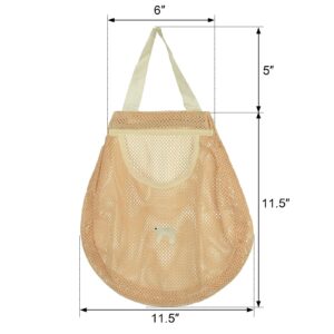 Cosmos 3 Pcs Reusable Hanging Storage Mesh Bags Wall Mount Hanging Home Kitchen Grocery Bag Organizer Storage Produce Tote Bags for Potatoes, Fruit, Garlics, Onions, Vegetables