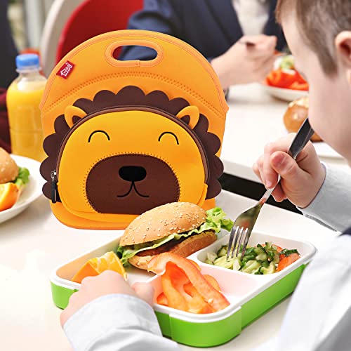 yookee home Lion Lunch Bags for Kids, Thick Insulated Lunch Tote Box with Heavy Duty Zipper for Kids Boys Teens Toddlers Great for Outdoors Travel Work School